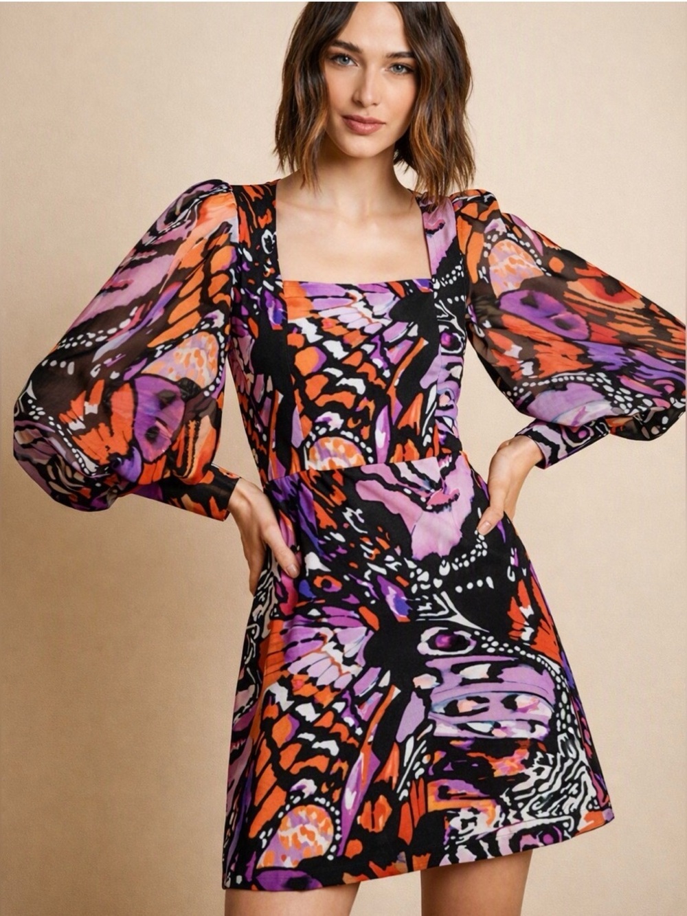 🌺Anthropologie x Hutch Elaine Butterfly Print Mini Dress